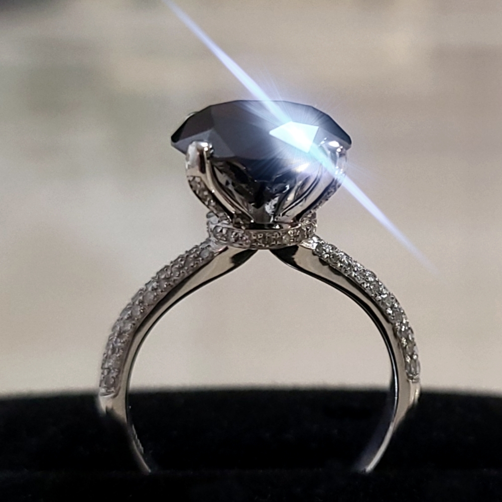 Womens Custom Made 14k gold Black Earth Mined diamond engagement Ring